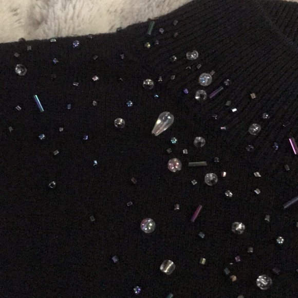 Black beaded cardigan sweater set 1X encrusted tank top sweater & button front - Picture 7 of 11